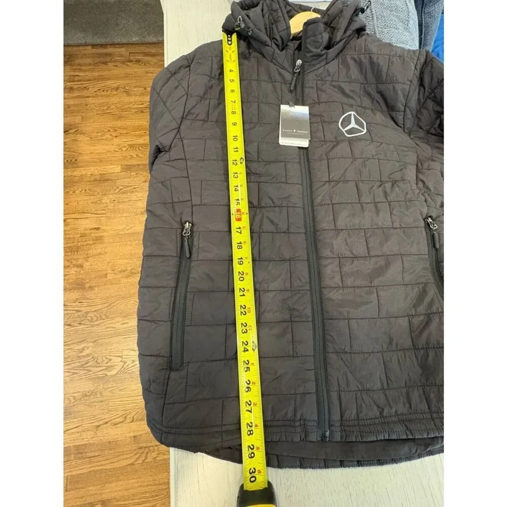 Mercedes Men's Quilted Hooded Puffer Jacket in Black